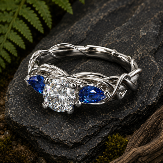 14kw Diamond and Sapphire Ring