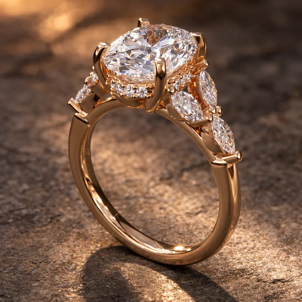 14k Rose Gold Ring with diamonds