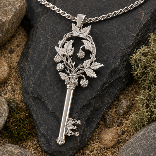 Blackberry Hekate Key | Sterling Silver Botanical Necklace
