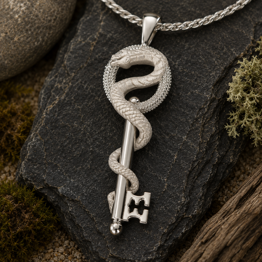 Serpent Garden Hekate Key | Sterling Silver Snake Necklace