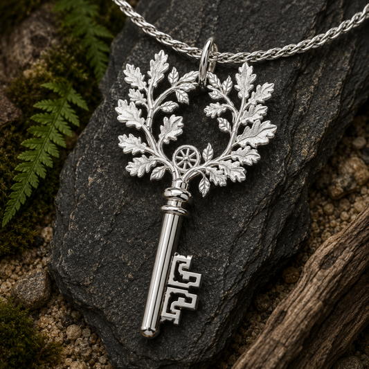 Warden Hekate Key | Sterling Silver Oak Leaf Necklace