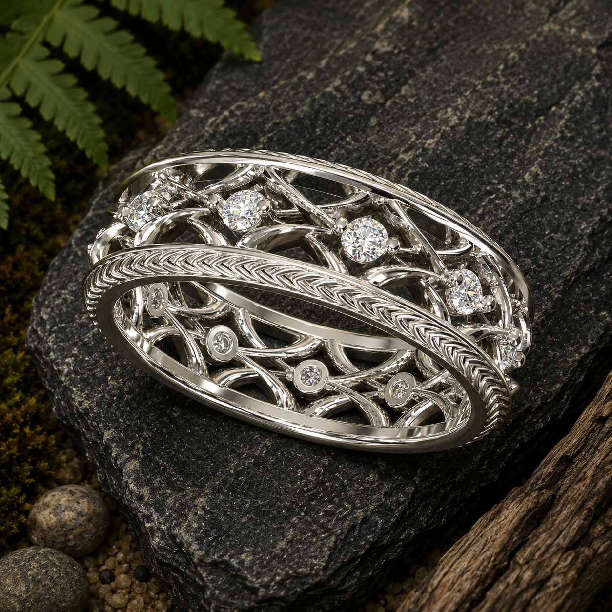 Woven Path Diamond Band