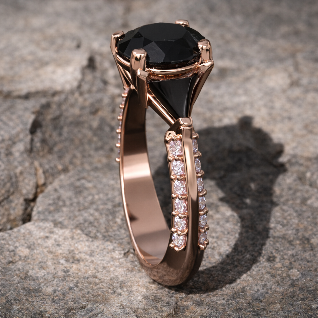 rosegoldonyxanddiamond - Forge & Fern Artisan Jewelry